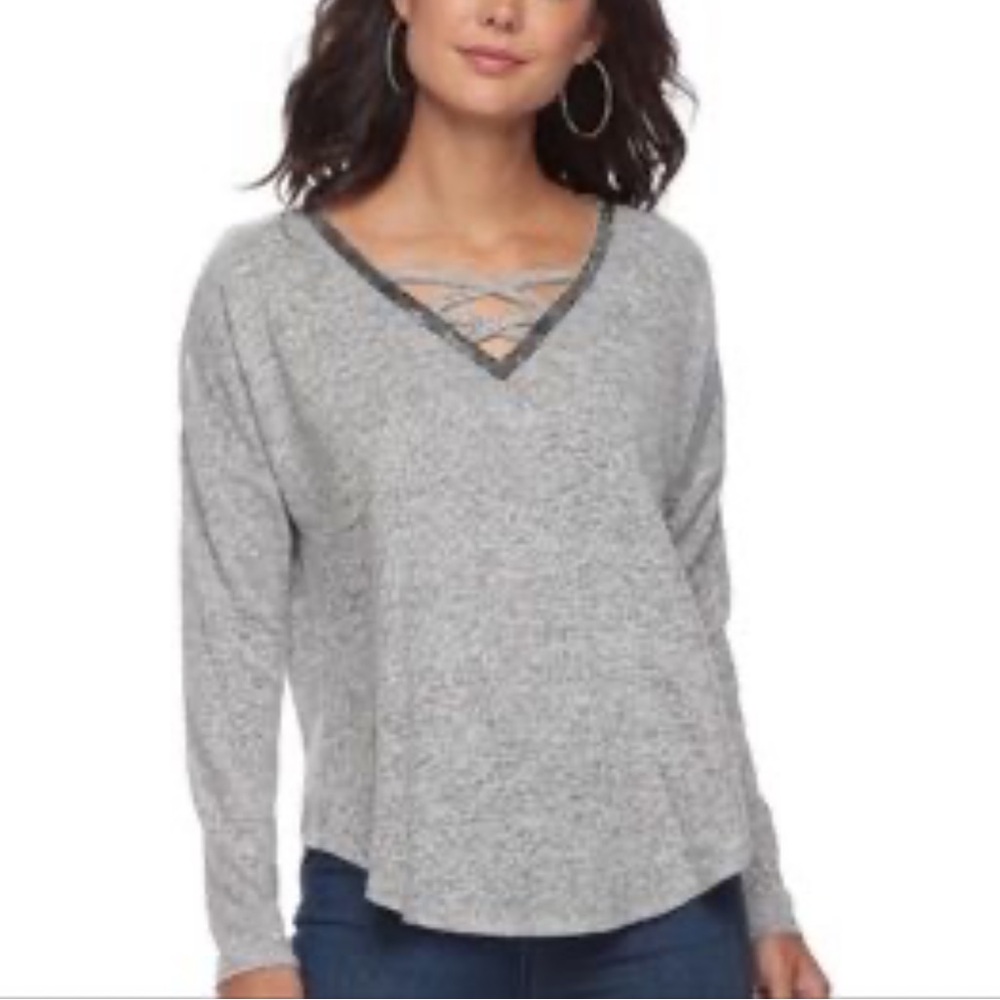 Jennifer Lopez Heather Gray Knit Top